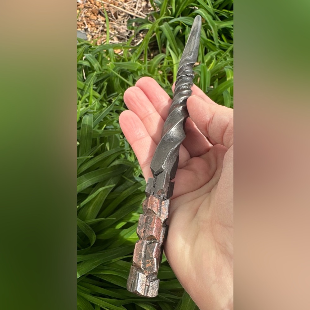 Hand-Forged Metal "Dragon Twist" One of a Kind Artisan Wand